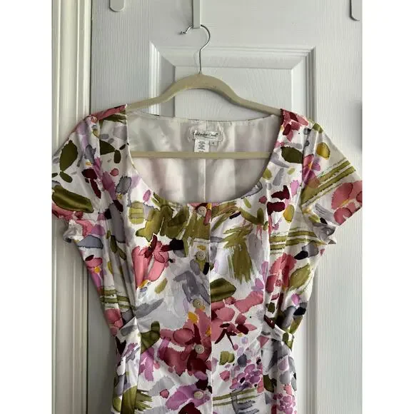 Vintage Coldwater Creek Cotton Floral Midi Dress size 8 - Picture 2 of 5